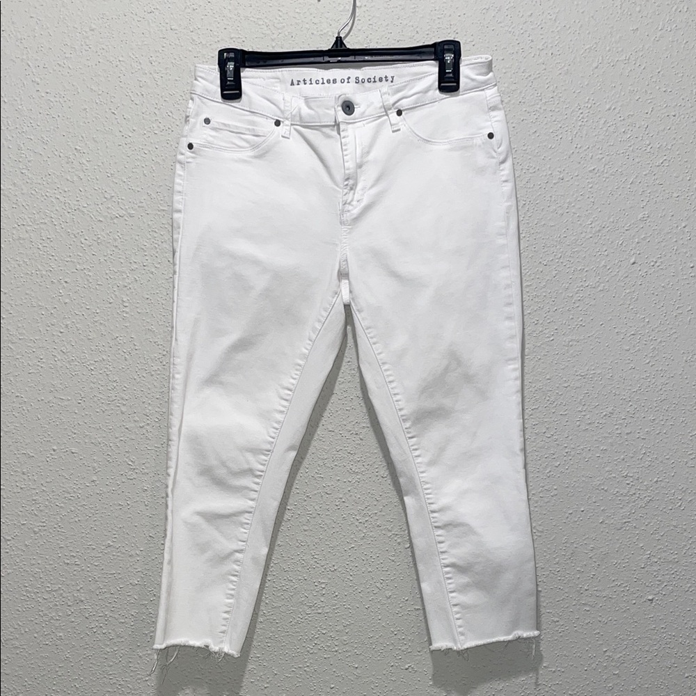 Articles Of Society White Ankle Cropped Jeans
